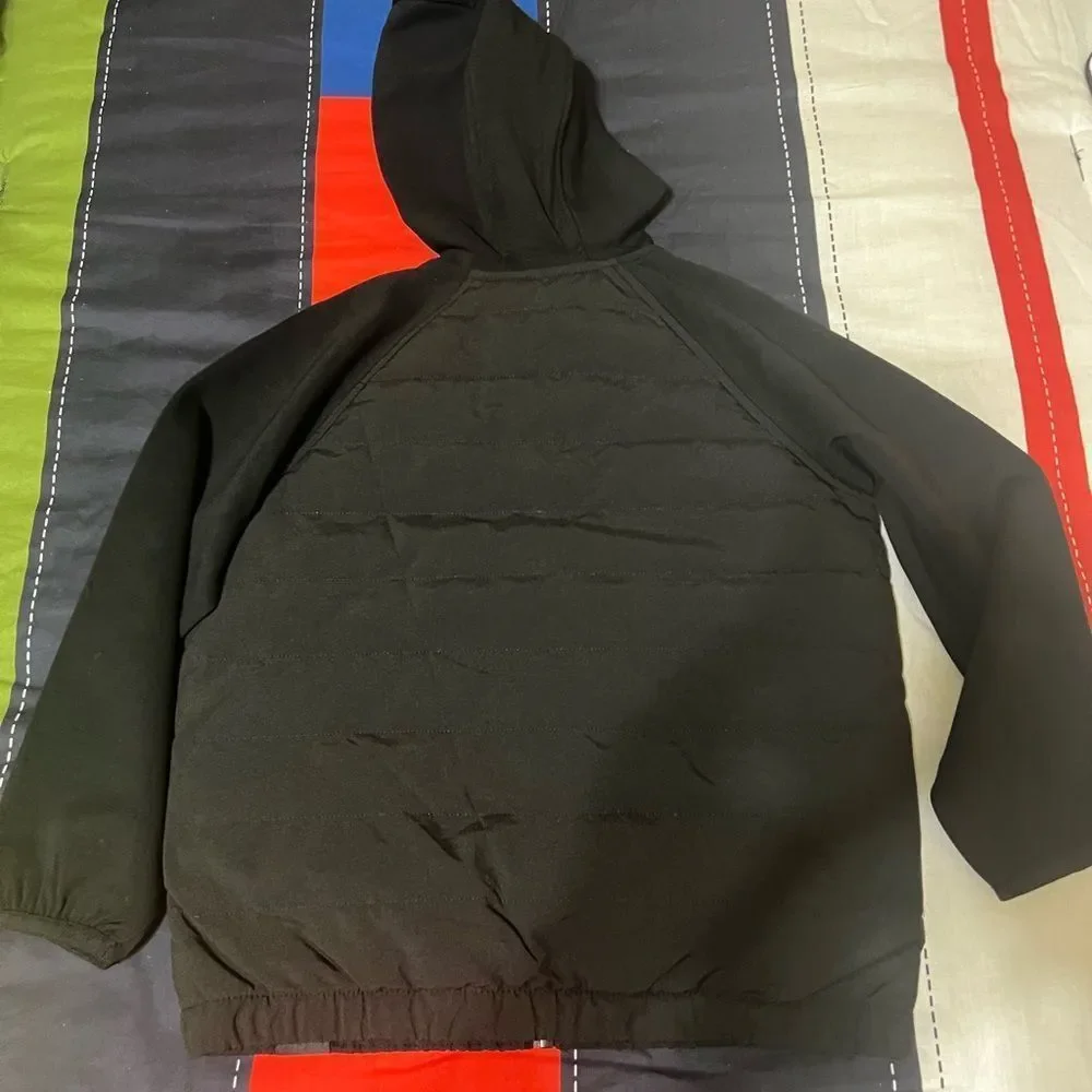 Zara Neoprene Black Hooded Puffer Jacket NWT Size 7-8 years old